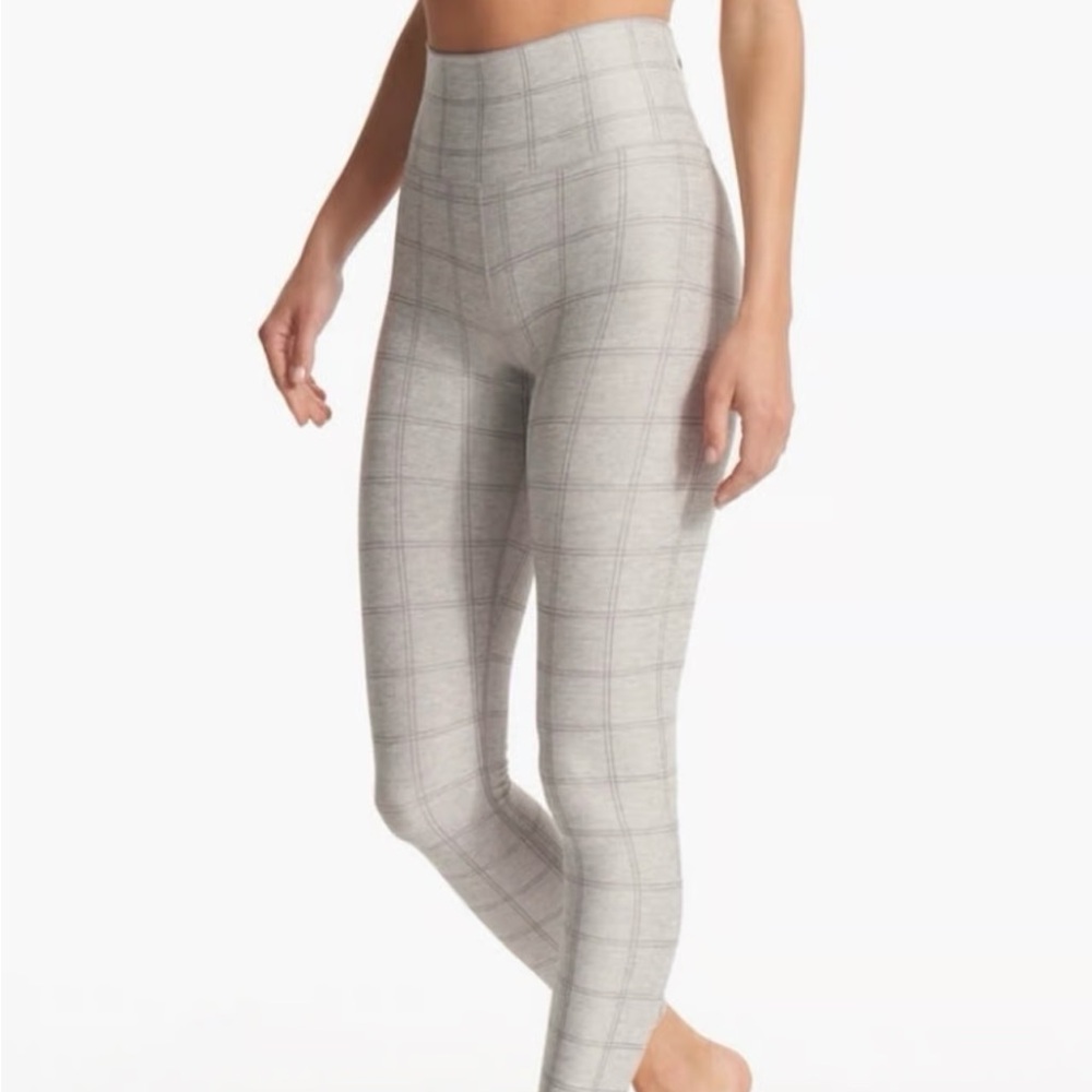 Vuori High-Waist Windowpane Leggings - Light Gray